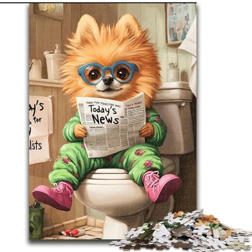Puzzle für Erwachsene, 1000 Teile, „Pomeranian Go Toilet“, Puzzle für Geburtstage, Feiertage und besondere Anlässe (Größe 26x38cm) von WGLINGX