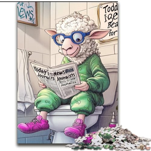 Puzzle für Erwachsene, 1000 Teile, „Sheep Go Toilet“, Puzzle für Erwachsene, 1000 Teile, EIN tolles Geschenk für Familienspaß (Größe 50x75cm) von WGLINGX