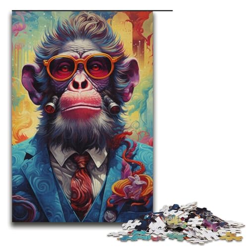 Puzzle für Erwachsene, 1000 Teile, AFFE im Anzug, DIY-Puzzle-Spielzeug, einzigartige Heimdekoration und Geschenke, 14,96 x 10,24 Zoll von WGLINGX