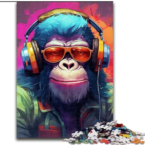 Puzzle für Erwachsene, 1000 Teile, Affenkopfhörer, 1000-teiliges Puzzle, unmögliche Herausforderung, Spielzeug für Teenager (Größe 26x38cm) von WGLINGX