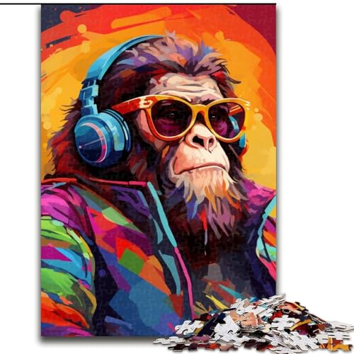 Puzzle für Erwachsene, 1000 Teile, Affenkopfhörer, 1000-teiliges Puzzle, unmögliche Herausforderung, Spielzeug für Teenager (Größe 38x26cm) von WGLINGX