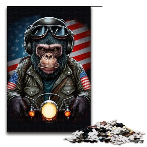 Puzzle für Erwachsene, 1000 Teile, Affenpuzzle für Erwachsene, Holzpuzzle, Lernspiel (Größe 50 x 75 cm) von WGLINGX
