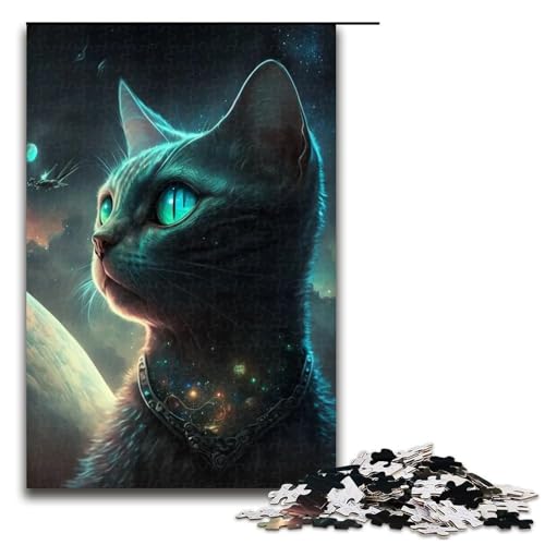 Puzzle für Erwachsene, 1000 Teile, Alien-Katze, Puzzle für Erwachsene, anspruchsvolles Spiel, 75 x 50 cm von WGLINGX