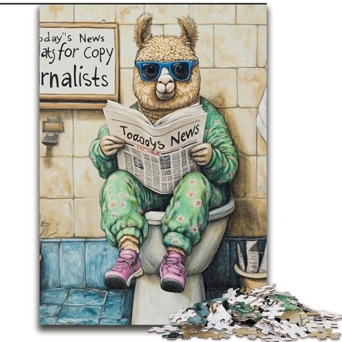Puzzle für Erwachsene, 1000 Teile, Alpaca Go Toilet-Puzzles für Erwachsene, anspruchsvolles DIY-Denkspiel, interaktive Familienaktivität (Größe 26x38cm) von WGLINGX