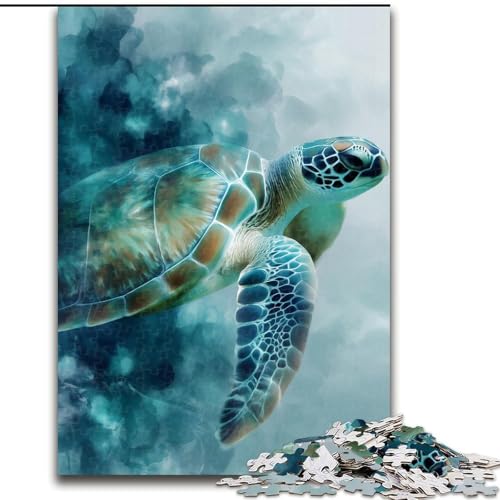 Puzzle für Erwachsene, 1000 Teile, Aquarellschildkröte, 1000 Teile, Puzzle für Erwachsene, Lernspiel, Herausforderungsspielzeug (Größe 26x38cm) von WGLINGX