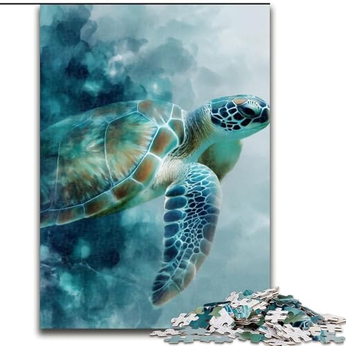 Puzzle für Erwachsene, 1000 Teile, Aquarellschildkröte, 1000 Teile, Puzzle für Erwachsene, Lernspiel, Herausforderungsspielzeug (Größe 50x75cm) von WGLINGX