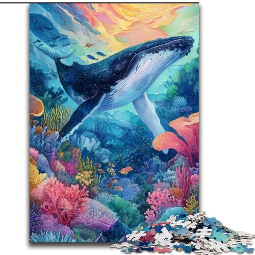 Puzzle für Erwachsene, 1000 Teile, Aquarellwal, 1000 Teile, Puzzle für Erwachsene, Lernspiel, Herausforderungsspielzeug (Größe 50x75cm) von WGLINGX