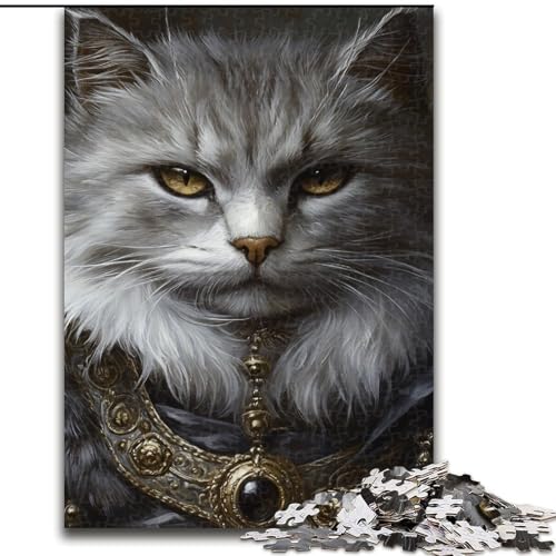Puzzle für Erwachsene, 1000 Teile, Aristokratische Katze, Holzpuzzle, interaktives Familienspiel, geeignet für Kinder ab 14 Jahren (Größe 50x75cm) von WGLINGX