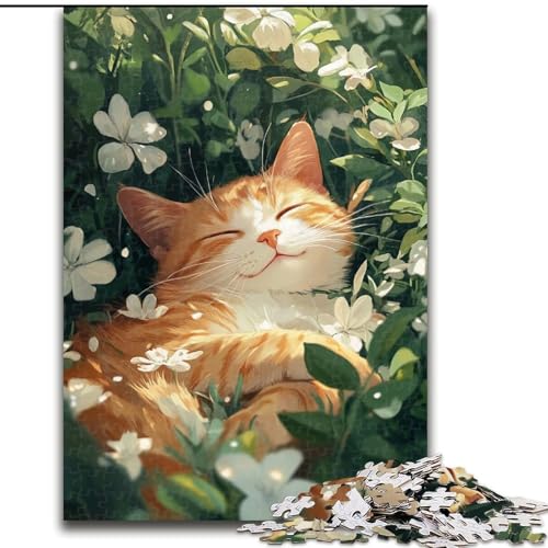 Puzzle für Erwachsene, 1000 Teile, Art Cat, Holzpuzzle, interaktives Familienspiel, geeignet für Kinder ab 14 Jahren (Größe 50x75cm) von WGLINGX