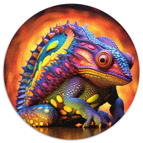 Puzzle für Erwachsene, 1000 Teile, Art Chameleon, rundes Puzzle, interaktives Familienspiel, Denksportaufgabe, Geschenk, Lernspielzeug (67,5 x 67,5 cm) von WGLINGX