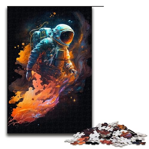 Puzzle für Erwachsene, 1000 Teile, Astronaut, Stressabbau, Weihnachtswunschliste mit Weihnachtsmann, 50 x 75 cm von WGLINGX