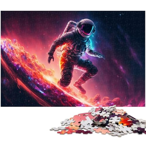 Puzzle für Erwachsene, 1000 Teile, Astronaut, Surfer, Weltraum-Puzzle, Holzpuzzle für Erwachsene, Familienspiele (Größe 50 x 75 cm) von WGLINGX
