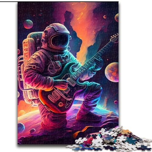 Puzzle für Erwachsene, 1000 Teile, Astronaut spielt Gitarre, Holzpuzzle für Erwachsene, perfekt als Dekoration für Zuhause und Büro, Partys, Geburtstage und Feiertagsgeschenke (Größe 38x26cm) von WGLINGX
