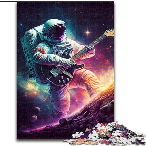 Puzzle für Erwachsene, 1000 Teile, Astronaut spielt Gitarre, Holzpuzzle für Erwachsene, perfekt als Dekoration für Zuhause und Büro, Partys, Geburtstage und Feiertagsgeschenke (Größe 38x26cm) von WGLINGX