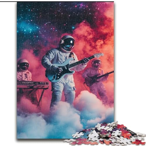 Puzzle für Erwachsene, 1000 Teile, Astronaut spielt Gitarre, Puzzle 1000 Teile für Erwachsene, interaktives Familienspiel, geeignet für Kinder ab 14 Jahren (Größe 26x38cm) von WGLINGX