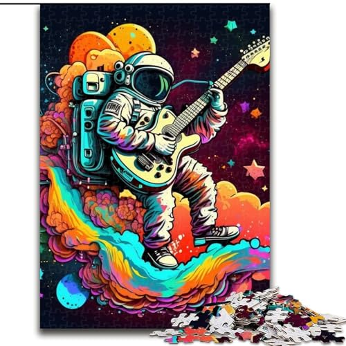 Puzzle für Erwachsene, 1000 Teile, Astronaut spielt Gitarre, Puzzle für Erwachsene, 1000 Teile, geeignet für Geburtstage, Halloween, Thanksgiving, Ostern (Größe 26x38cm) von WGLINGX