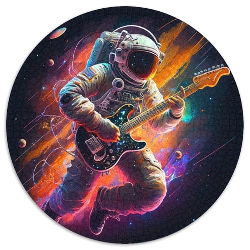 Puzzle für Erwachsene, 1000 Teile, Astronaut spielt Gitarre, runde Papierpuzzles, Familienaktivität, einzigartiges Geschenk für Feiertage und Geburtstage 67,5 x 67,5 cm von WGLINGX