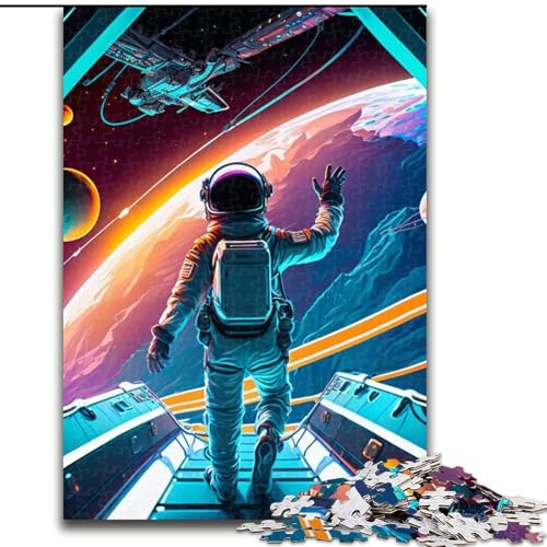 Puzzle für Erwachsene, 1000 Teile, Astronauten-Holzpuzzle, pädagogisches und unterhaltsames Indoor-Spiel zur Heimdekoration (Größe 50x75cm) von WGLINGX
