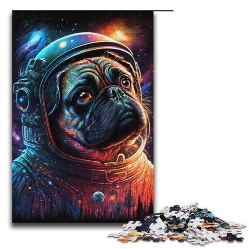 Puzzle für Erwachsene, 1000 Teile, Astronauten-Mops-Puzzle – anspruchsvolles Spiel, 38 x 26 cm von WGLINGX