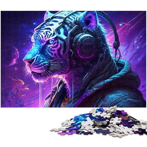 Puzzle für Erwachsene, 1000 Teile, Astronauten-Tiger, Puzzle für Erwachsene, Holzpuzzle, lustiges Geschenk (Größe 50 x 75 cm) von WGLINGX