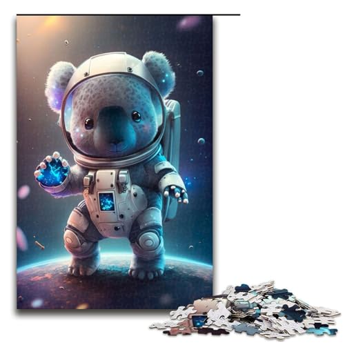 Puzzle für Erwachsene, 1000 Teile, Astronauten-Weltraum-Koalabär-Puzzle für Erwachsene, Holzpuzzle, Lernspiel, Herausforderungsspielzeug, 50 x 75 cm von WGLINGX