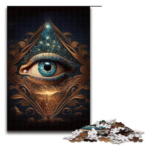 Puzzle für Erwachsene, 1000 Teile, Augenpuzzle für Erwachsene, Holzpuzzle, Lernspiel (Größe 50 x 75 cm) von WGLINGX