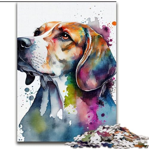 Puzzle für Erwachsene, 1000 Teile, Beagle-Aquarell-Hund, Puzzle für Erwachsene, 1000 Teile, anspruchsvolles DIY-Denkspiel für Teenager, Größe 50x75cm von WGLINGX