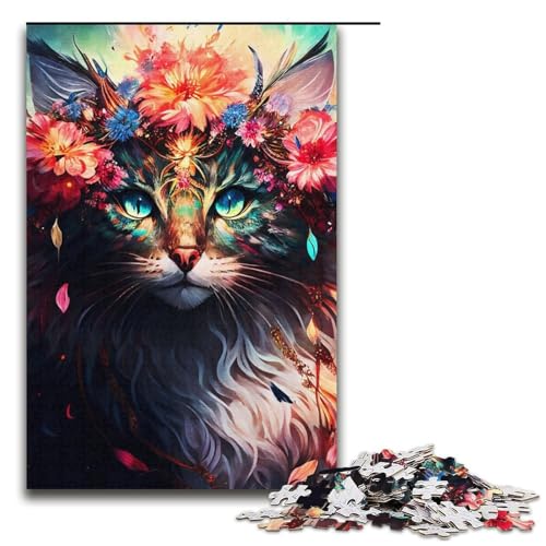 Puzzle für Erwachsene, 1000 Teile, Beauty Cat Puzzle – Herausforderndes Spiel, 38 x 26 cm von WGLINGX