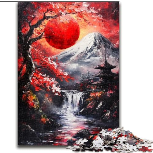 Puzzle für Erwachsene, 1000 Teile, Berg Fuji, Denkspiel aus japanischer Pappe für Teenager, Spieleabend mit der Familie (Größe 26x38cm) von WGLINGX
