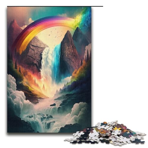 Puzzle für Erwachsene, 1000 Teile, Berg-Wasserfall-Landschaft, Spielzeug, Lernspiele, Stressabbau, Analyse und Logik (Größe 38 x 26 cm) von WGLINGX