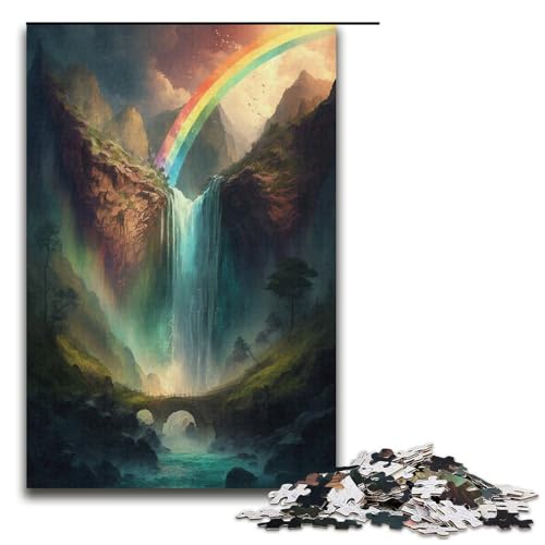 Puzzle für Erwachsene, 1000 Teile, Berg-Wasserfall-Landschaftspuzzle, tolles Geschenk für Teenager ab 14 Jahren (Größe 38 x 26 cm) von WGLINGX