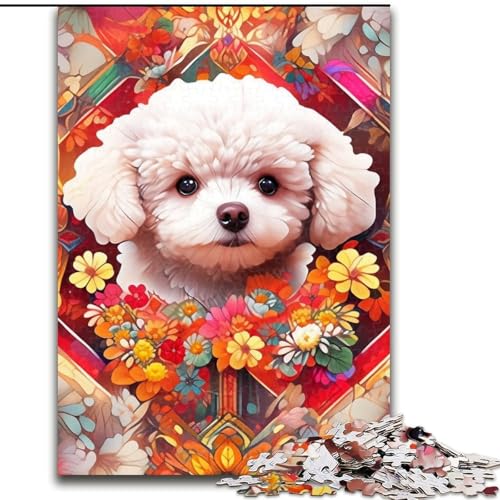 Puzzle für Erwachsene, 1000 Teile, Bichon Frisé, Holzpuzzle, pädagogisches und unterhaltsames Indoor-Spiel zur Heimdekoration (Größe 50x75cm) von WGLINGX