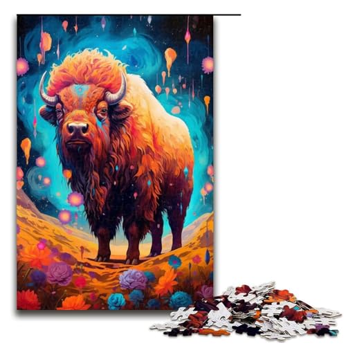 Puzzle für Erwachsene, 1000 Teile, Bison Steht im Berg, Familienspiel für die Weihnachtswunschliste mit Weihnachtsmann, 50 x 75 cm von WGLINGX