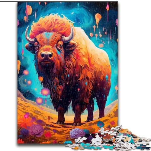 Puzzle für Erwachsene, 1000 Teile, Bison Steht im Berg, Puzzle für Erwachsene, 1000 Teile, anspruchsvolles DIY-Denkspiel für Teenager, Größe 26x38cm von WGLINGX