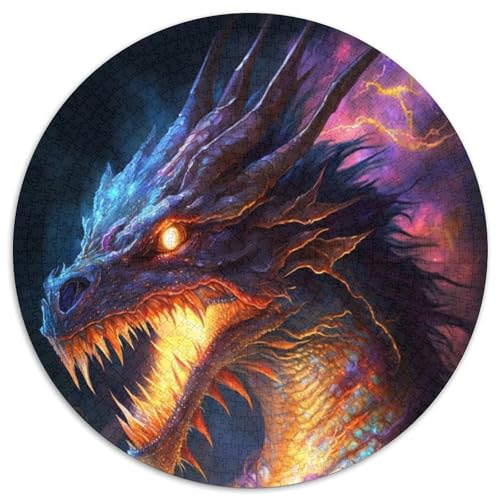 Puzzle für Erwachsene, 1000 Teile, Blitzdrache, rund, Puzzle 1000 Teile für Erwachsene, DIY-Geschenk zur Heimdekoration, Denkspiel, 1000 Teile (67,5x67,5cm) von WGLINGX