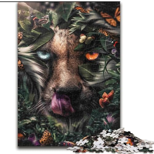 Puzzle für Erwachsene, 1000 Teile, Blumen-Geparden-Puzzle aus Holz, Geburtstage, Weihnachten, Halloween, Erntedankfest, Ostern, Größe 50x75cm von WGLINGX