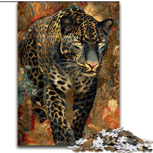 Puzzle für Erwachsene, 1000 Teile, Blumen- und Leoparden-Puzzle aus Holz, Denksportspiel für Teenager, Spieleabend mit der Familie (Größe 50x75cm) von WGLINGX