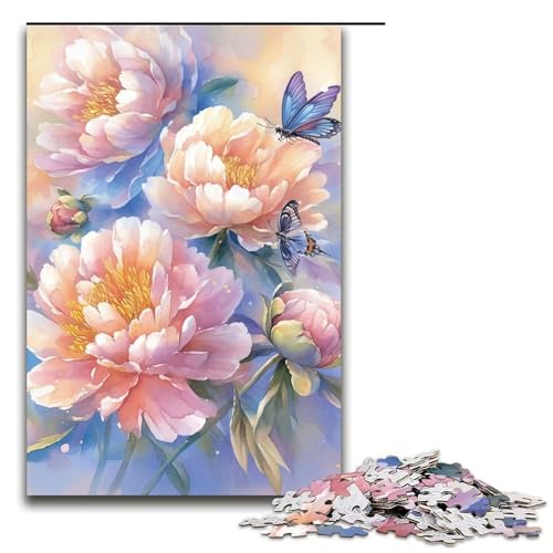 Puzzle für Erwachsene, 1000 Teile, Blumen- und Schmetterlings-Puzzle für Erwachsene, Holzpuzzle, Denksportaufgabe (Größe 50 x 75 cm) von WGLINGX