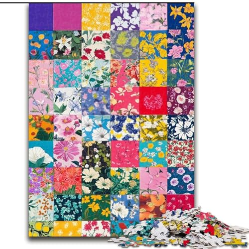 Puzzle für Erwachsene, 1000 Teile, Blumencollage, Holzpuzzle, Denkspiel für Teenager, Familienspieleabend (Größe 50x75cm) von WGLINGX