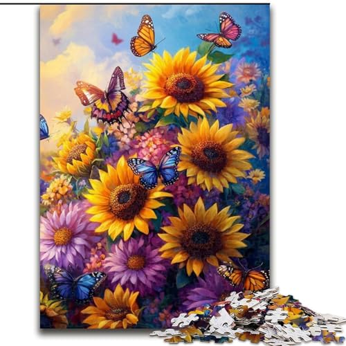 Puzzle für Erwachsene, 1000 Teile, Blumenkunst, Holzpuzzle für Erwachsene, Familienaktivitätsspiel für Teenager, anspruchsvolles Denkspiel (Größe 50x75cm) von WGLINGX