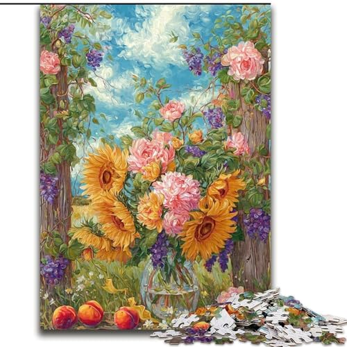 Puzzle für Erwachsene, 1000 Teile, Blumenkunst, Puzzle 1000 Teile für Erwachsene, ideal als Dekoration für Zuhause und Büro, Geburtstag (Größe 26x38cm) von WGLINGX
