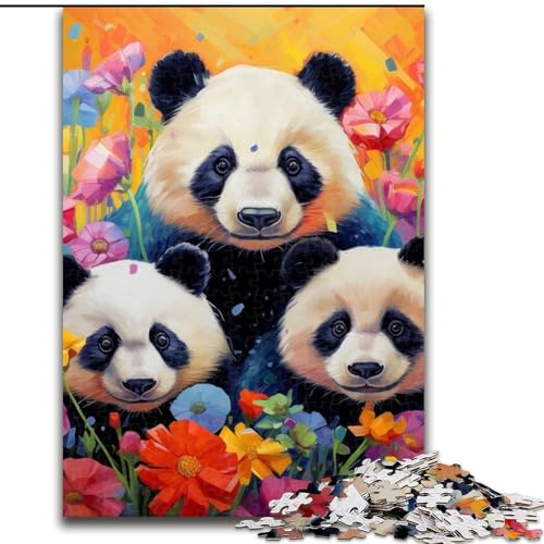 Puzzle für Erwachsene, 1000 Teile, Blumenpanda, Kartonpuzzle, pädagogisches und unterhaltsames Indoor-Spiel für die Heimdekoration (Größe 26x38cm) von WGLINGX