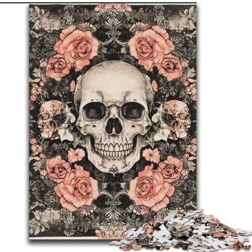 Puzzle für Erwachsene, 1000 Teile, Blumenschädel, 1000 Teile, Puzzle für Erwachsene, Lernspiel, Herausforderungsspielzeug (Größe 50x75cm) von WGLINGX