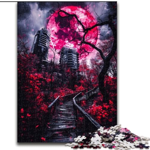 Puzzle für Erwachsene, 1000 Teile, Blutmond-Puzzle aus Pappe, Denkspiel für Teenager, Spieleabend mit der Familie (Größe 26x38cm) von WGLINGX