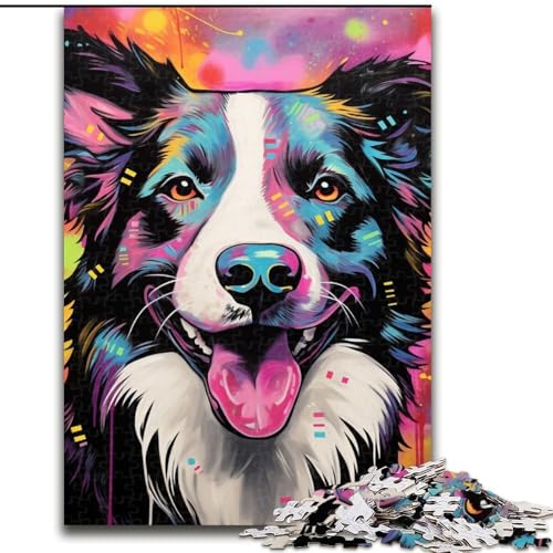 Puzzle für Erwachsene, 1000 Teile, Border Collie, Holzpuzzle, pädagogisches und unterhaltsames Indoor-Spiel für die Heimdekoration (Größe 50x75cm) von WGLINGX