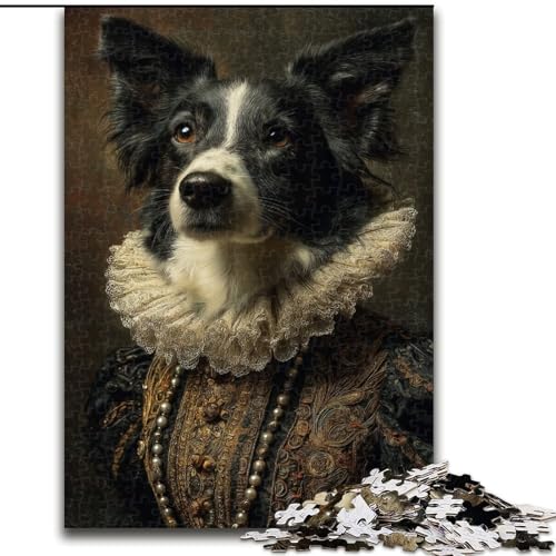 Puzzle für Erwachsene, 1000 Teile, Border Collie, edle Holzpuzzles, interaktives Familienspiel, geeignet für Kinder ab 14 Jahren (Größe 50x75cm) von WGLINGX
