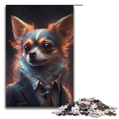 Puzzle für Erwachsene, 1000 Teile, Boss Chihuahua, Puzzle für Erwachsene, Kartonpuzzle, anspruchsvolles Spiel, 14,96 x 10,24 Zoll von WGLINGX
