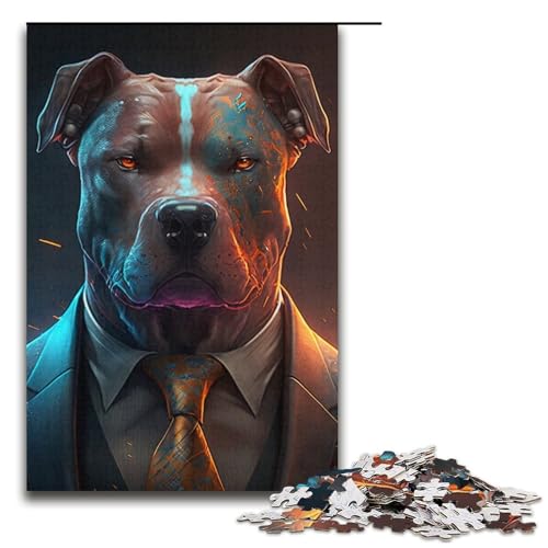 Puzzle für Erwachsene, 1000 Teile, Boss Dog Puzzle für Erwachsene, Kartonpuzzle, lustige Spiele, 14,96 x 10,24 Zoll von WGLINGX