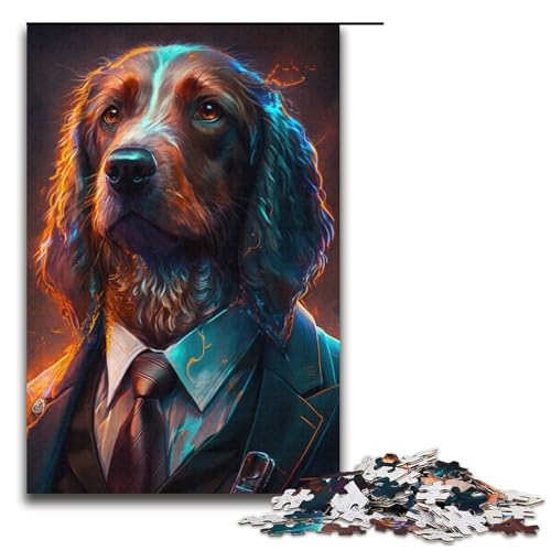 Puzzle für Erwachsene, 1000 Teile, Boss Dog Puzzle für Erwachsene, Kartonpuzzle, lustige Spiele, 14,96 x 10,24 Zoll von WGLINGX