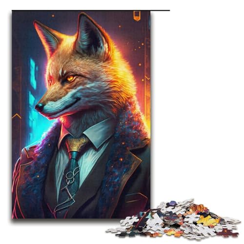 Puzzle für Erwachsene, 1000 Teile, Boss Fox im Anzug, Puzzle – anspruchsvolles Spiel, 38 x 26 cm von WGLINGX